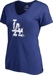 FANATICS Women's Fanatics Branded Royal Los Angeles Dodgers Splatter Logo V-Neck T-Shirt