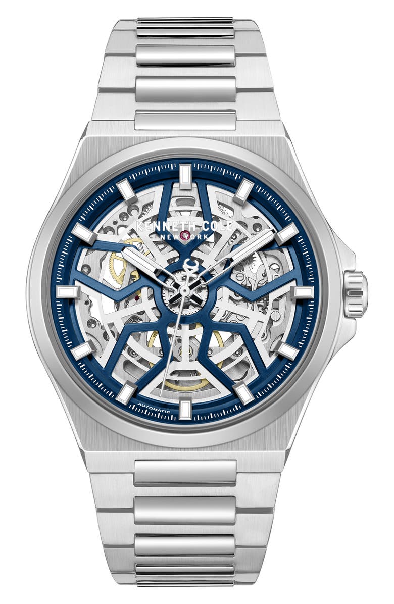 Kenneth Cole New York Automatic Bracelet Watch, 43.5mm, Main, color, Silver