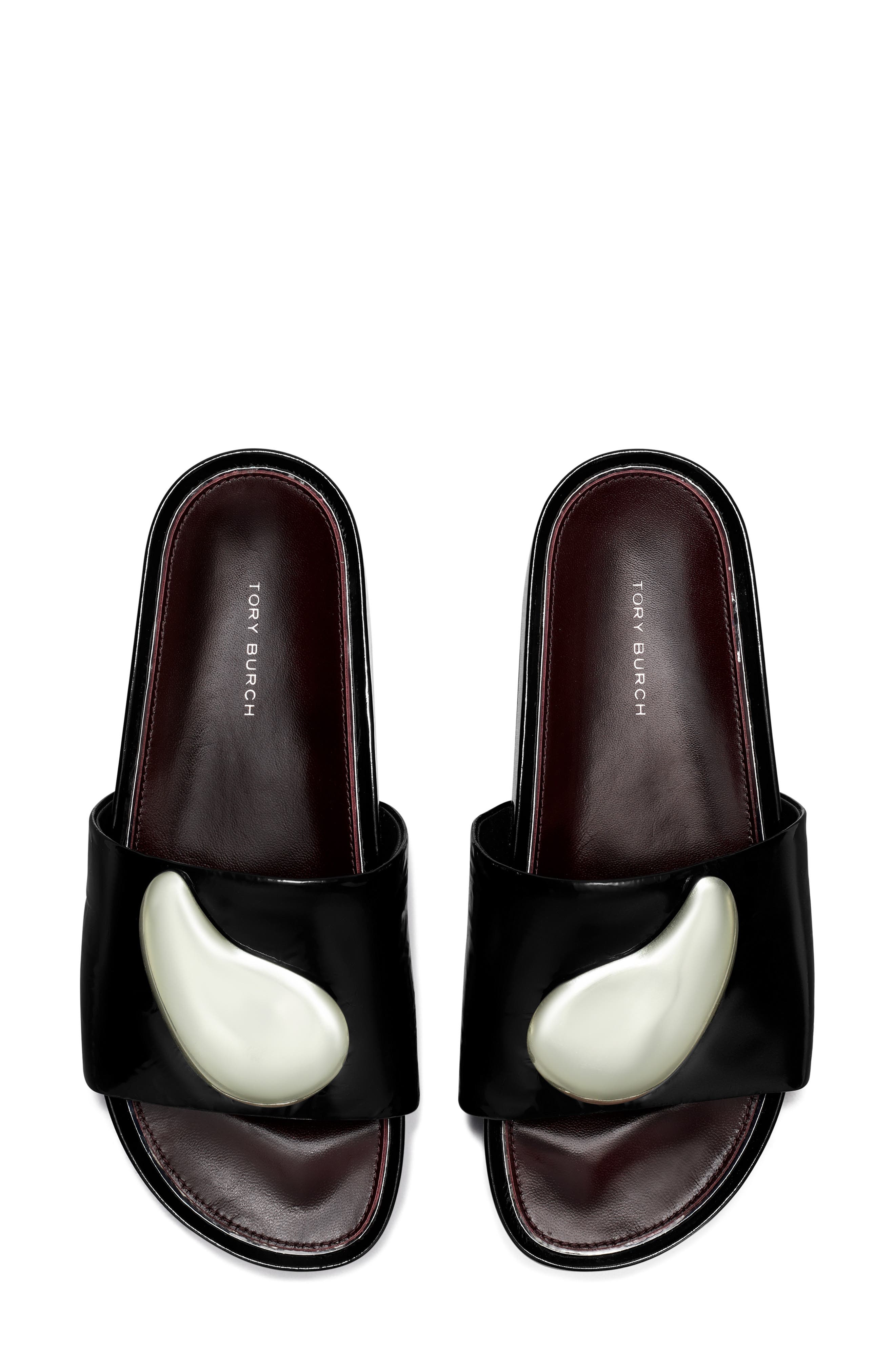 Tory Burch Patos Platform Slide Sandal, Alternate, color, Perfect Black / Silver