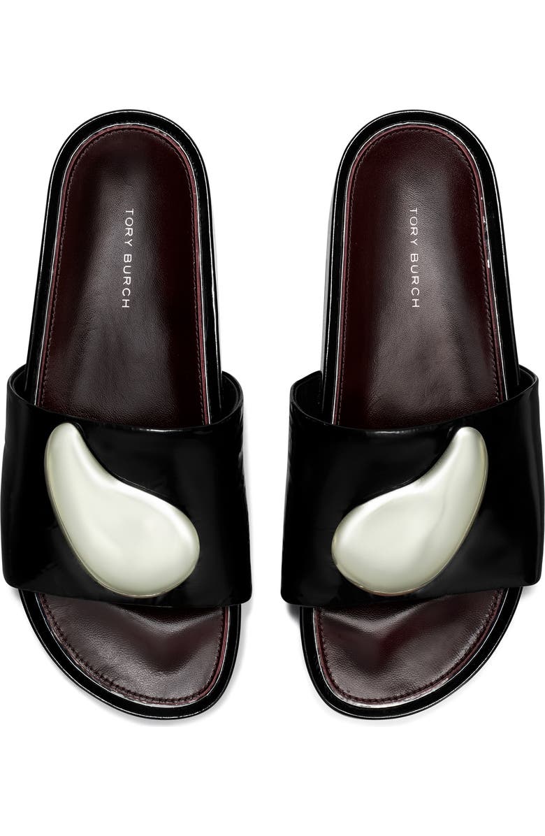 Tory Burch Patos Platform Slide Sandal, Alternate, color, Perfect Black / Silver