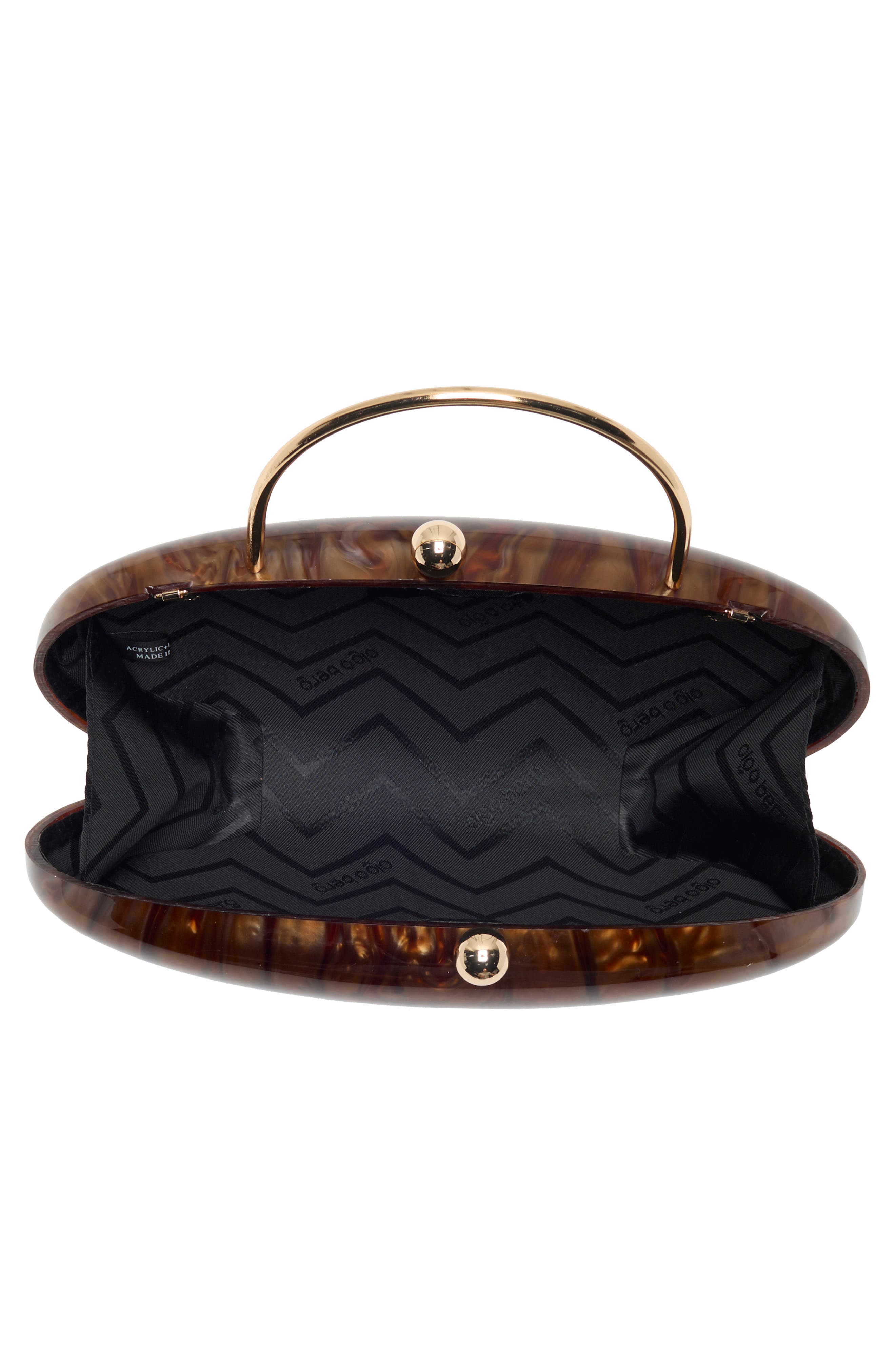 Imelda Acrylic Top Handle Bag, Alternate, color, CHOCOLATE