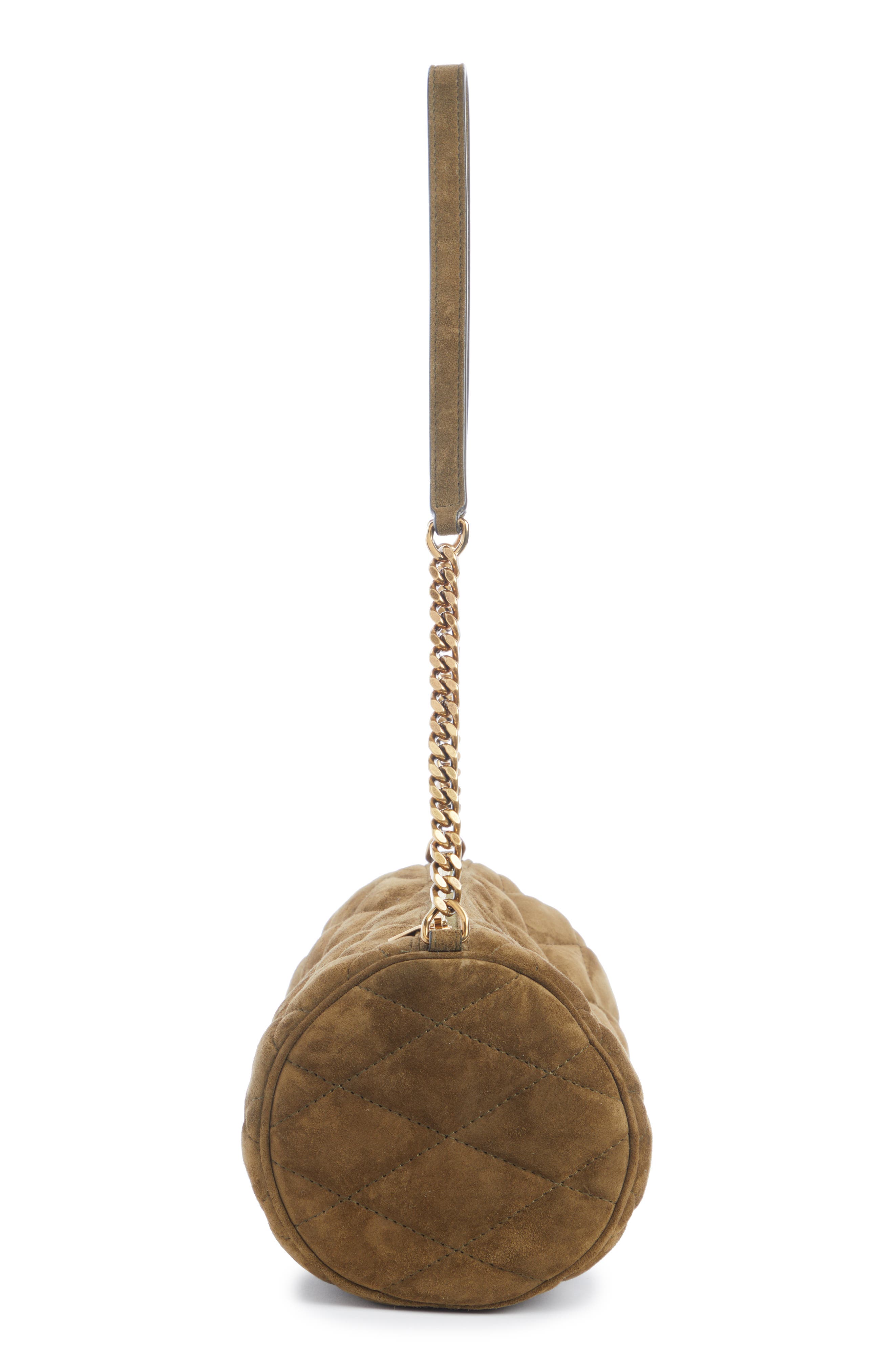 Saint Laurent Small Sade Quilted Suede Tube Bag, Alternate, color, 