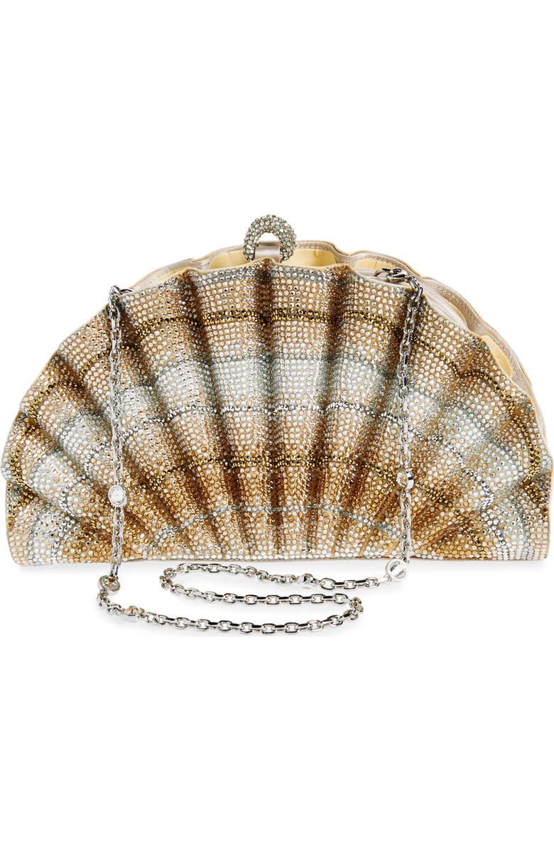 JUDITH LEIBER COUTURE Origami Fan Embellished Scallop Clutch, Alternate, color,