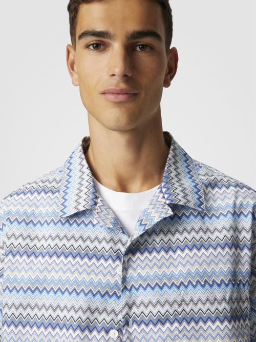 Missoni Men's Bowling Shirt | Size 52 | Us25sj05 Color Bw00w0s01fs In Blue & Grey