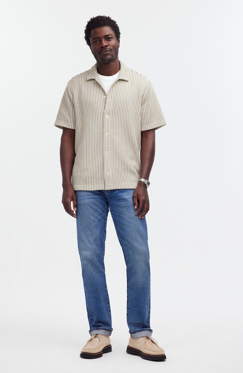 Madewell Textured Knit Camp Shirt, Alternate, color, Earthen Green