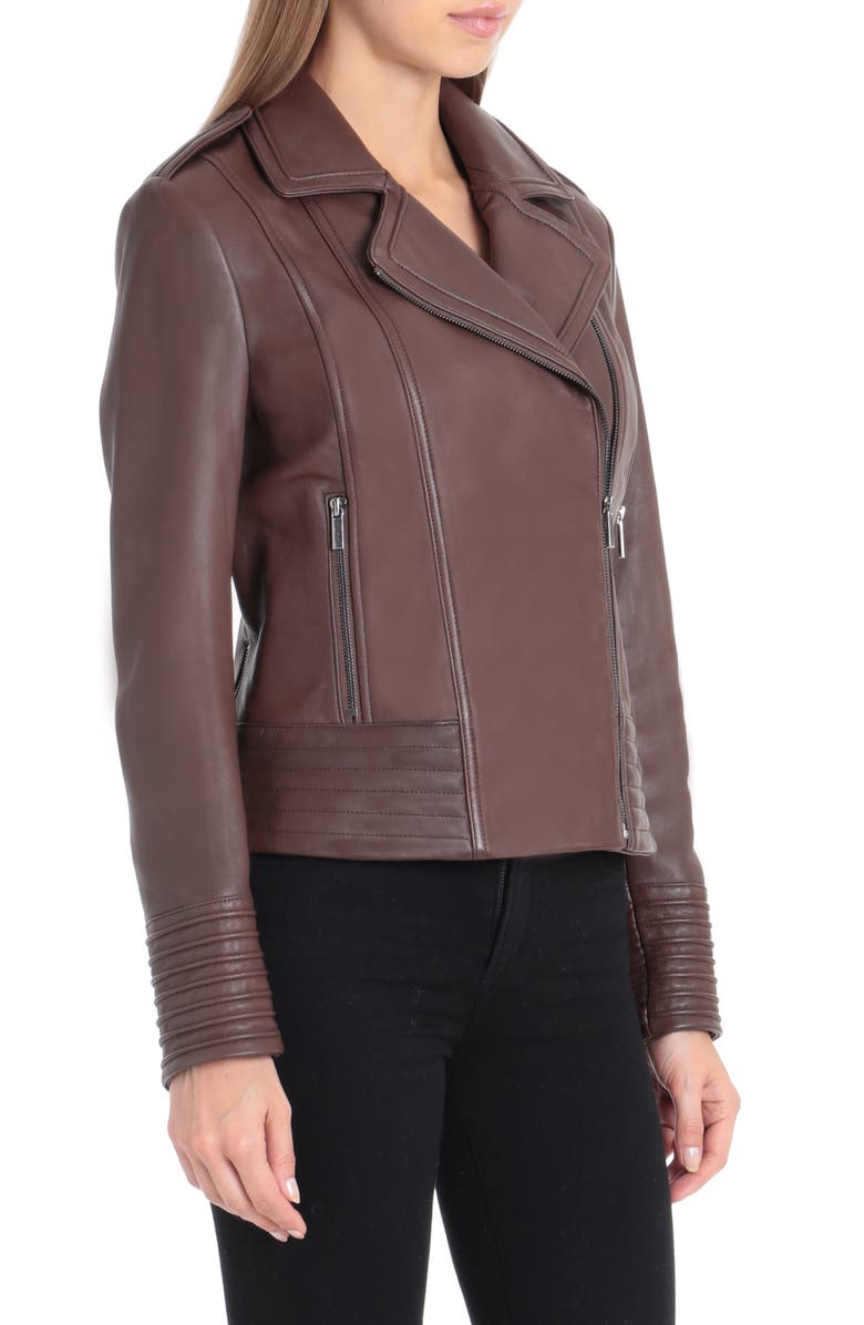 Badgley Mischka Collection Badgley Mischka Gia Leather Biker Jacket, Alternate, color, 