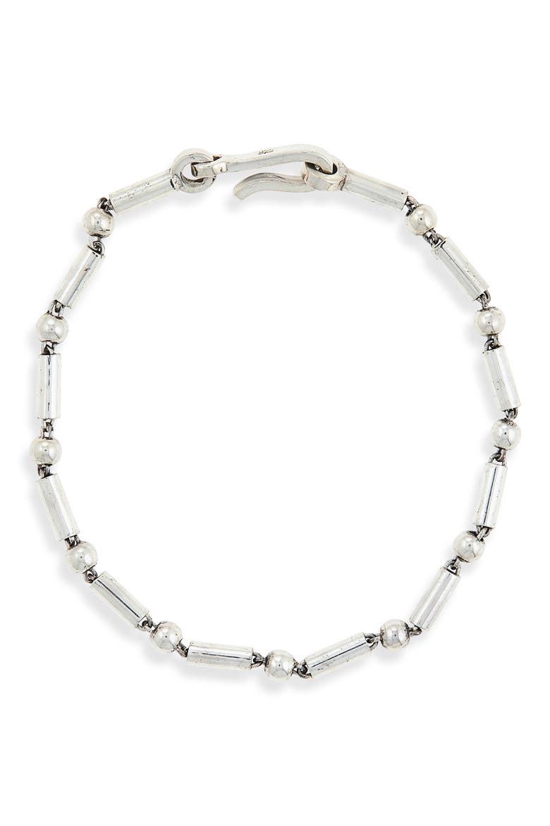 Men's Bar & Bead Bracelet, Main, color, STERLING SILVER