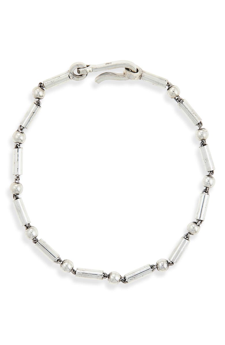 Caputo & Co. Men's Bar & Bead Bracelet, Main, color, Sterling Silver