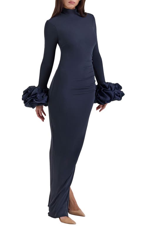 House Of Cb Fabienne Long Sleeve Body-con Jersey Gown In Parisian Night