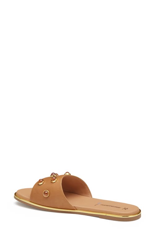Johnston & Murphy Shayla Embellished Slide Sandal In Tan Full Grain Leather