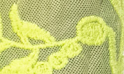 Nina Leonard Embroidered Mesh Open Front Shirt In Bright Moss