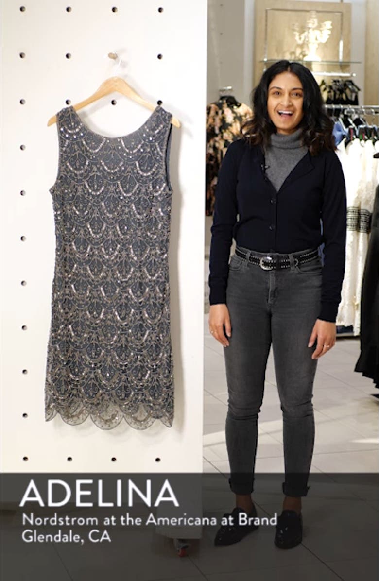 Scallop Embellished Mesh Cocktail Dress, sales video thumbnail