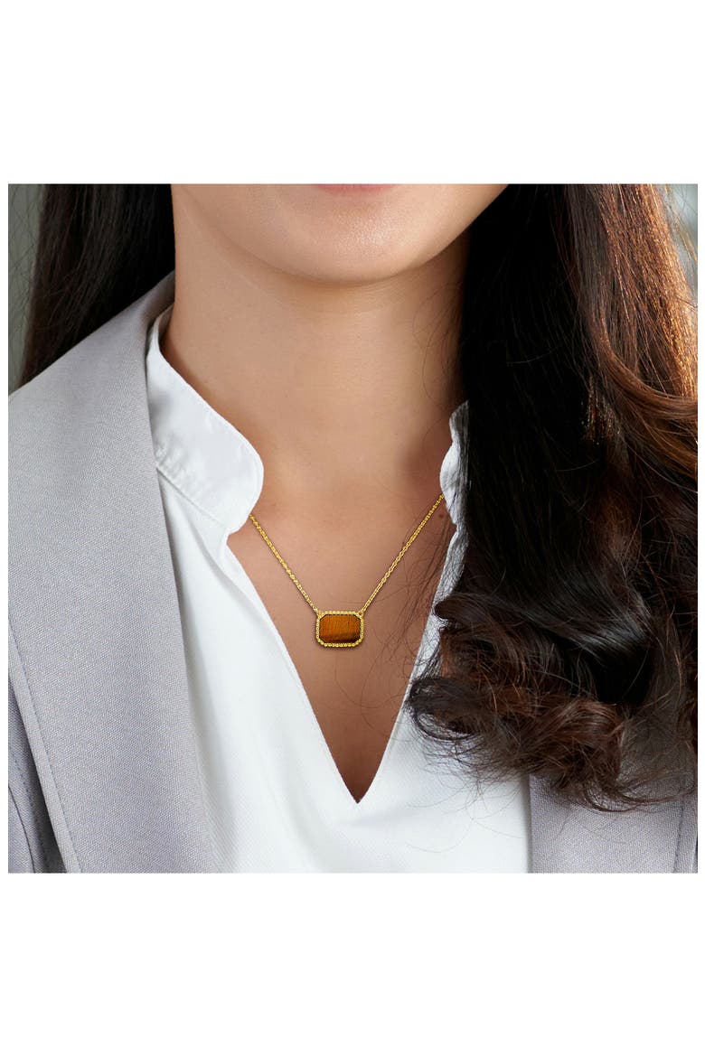Semiprecious Stone Pendant Necklace, Alternate, color, BROWN