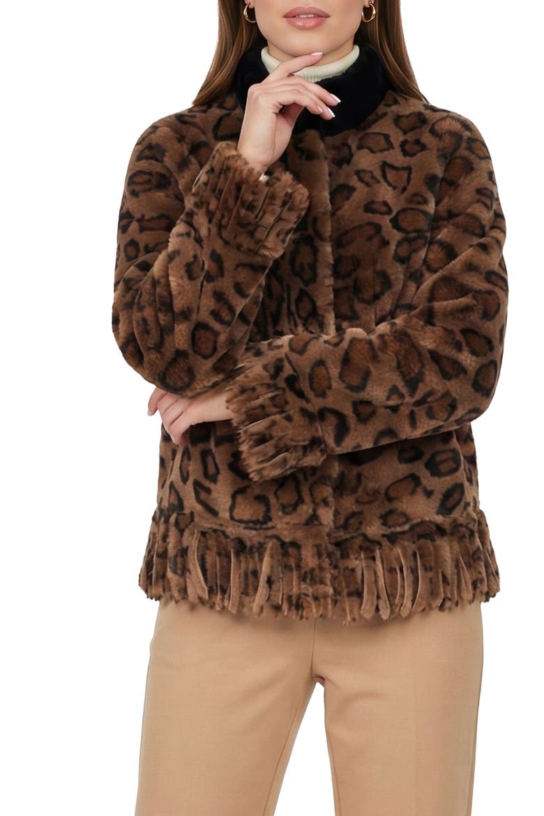 Genuine Shearling Jacket With Fringes, Alternate, color, LPRD/BLACK