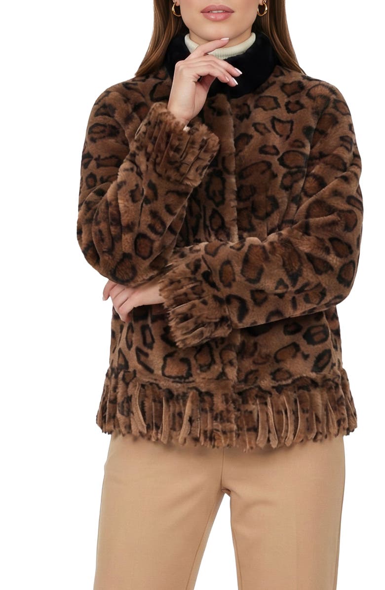 GORSKI Genuine Shearling Jacket With Fringes, Alternate, color, Lprd/Black