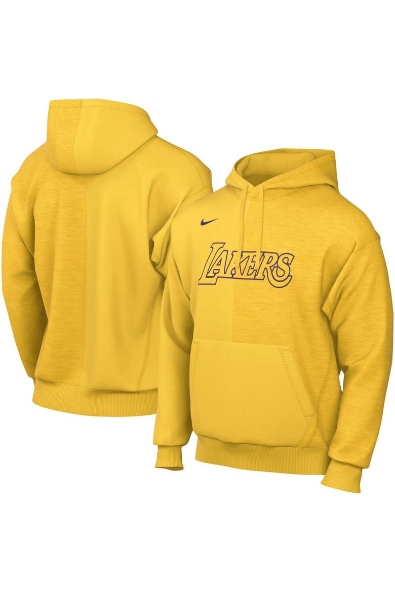 Men's Nike Gold Los Angeles Lakers Courtside Versus Stitch Split Pullover Hoodie, Main, color, Gold