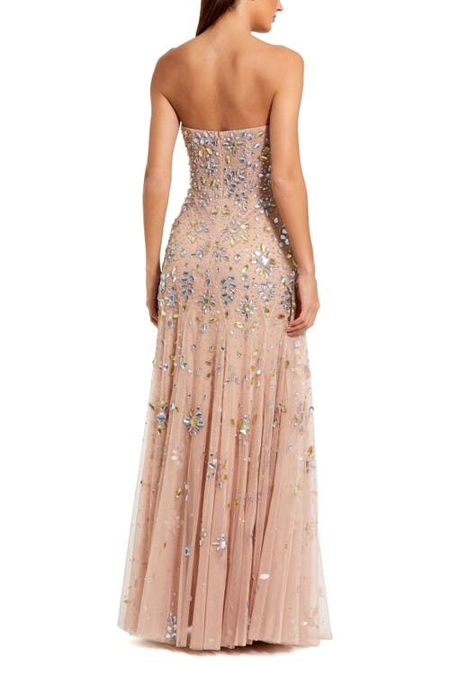 Mac Duggal Strapless Sweetheart Embellished Net Gown In Light Rose