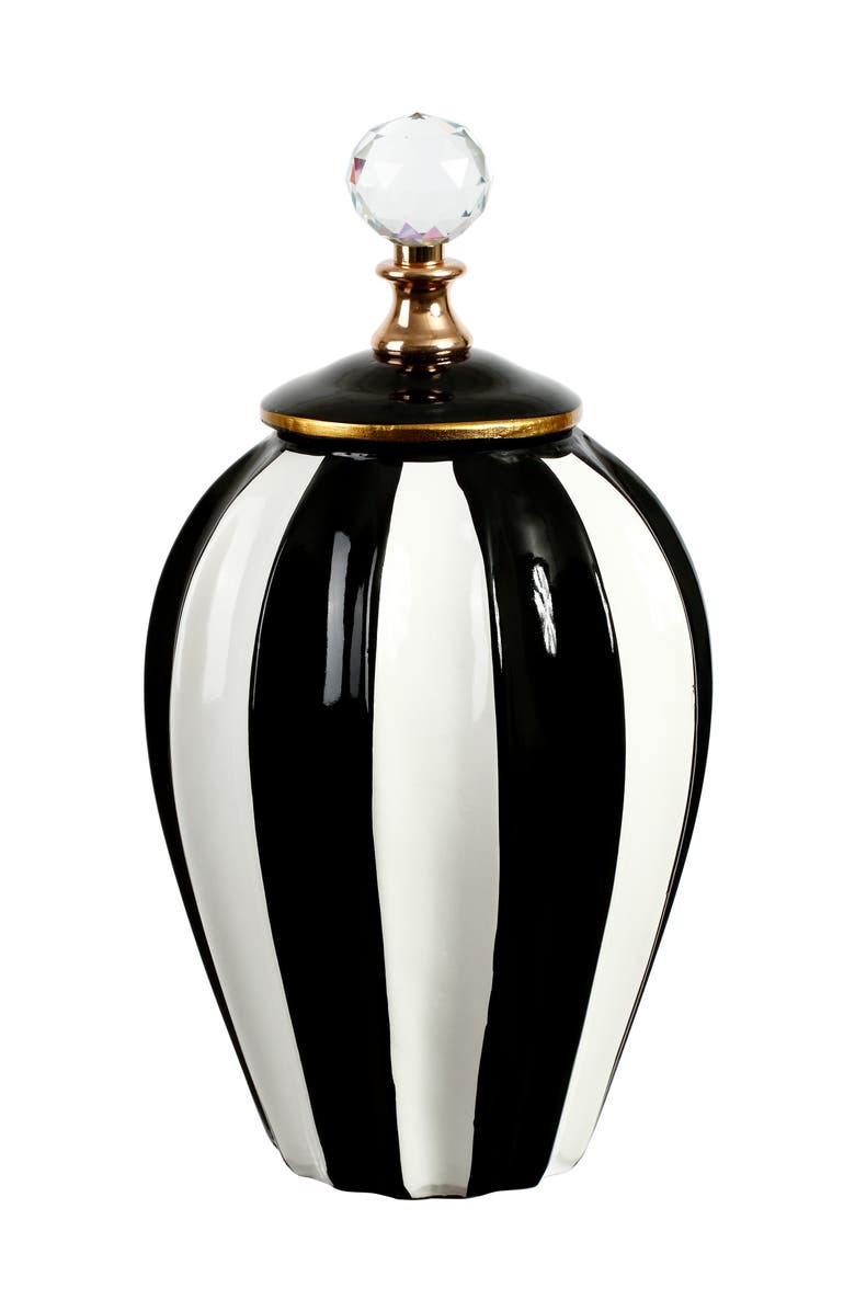 Mark Roberts Classis Stripe Vase with Lid, Large, Main, color, Black