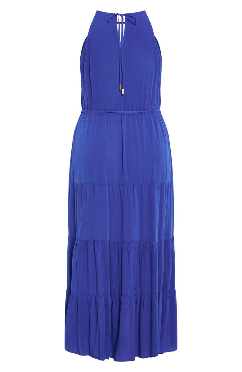 City Chic Stacey Keyhole Tiered Maxi Dress, Alternate, color, Marine