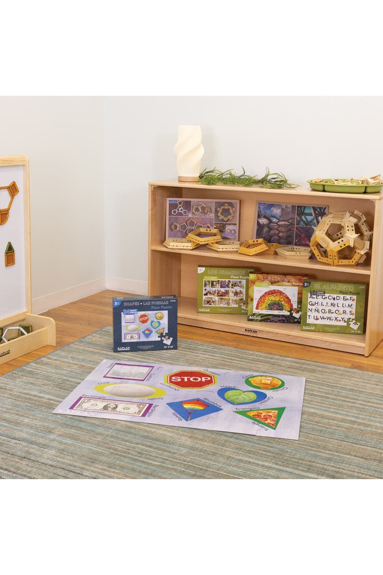 Shapes - Las Formas - Bilingual Floor Puzzle - 24 Pieces, Alternate, color, Blue