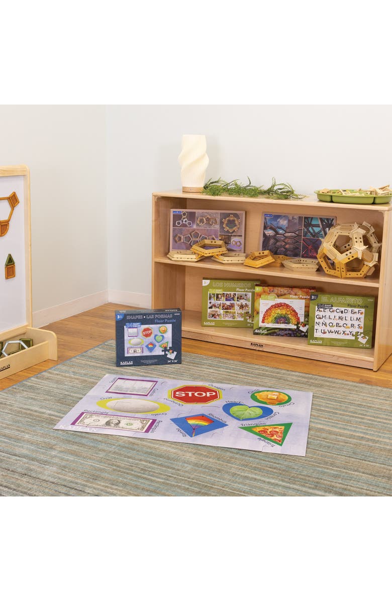 Kaplan Early Learning Company Shapes - Las Formas - Bilingual Floor Puzzle - 24 Pieces, Alternate, color, Blue