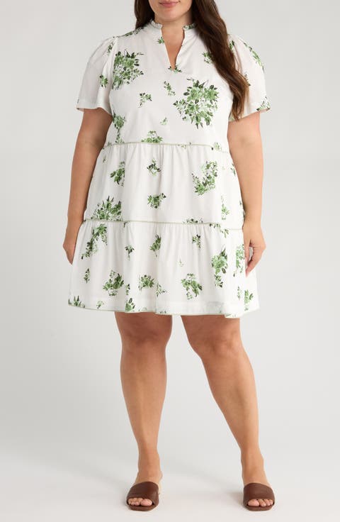 Ria Floral Candace Cotton Tiered Dress (Plus)
