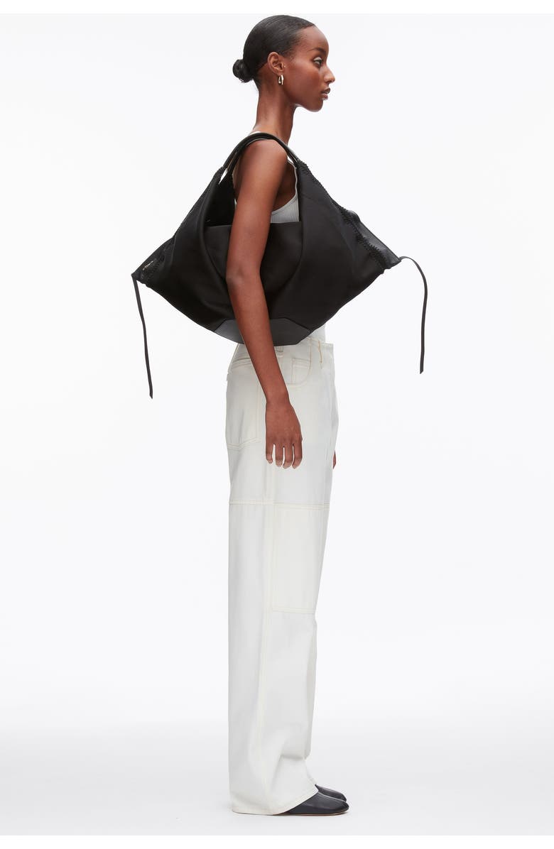 3.1 Phillip Lim Luna Structured Satin Medium Bag, Alternate, color, Black