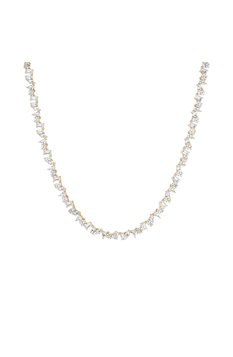 Lab Grown Sapphire Mixed Shape Tennis Necklace