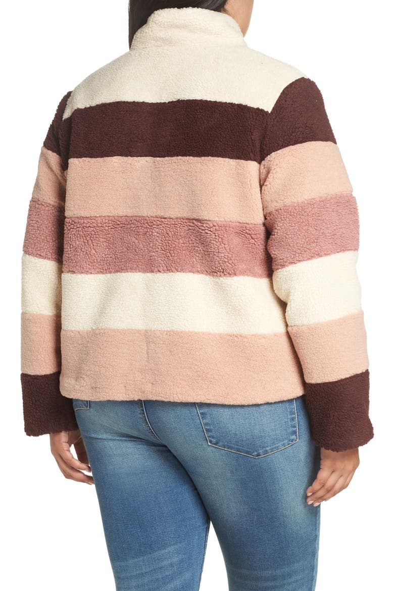 Stripe Faux Shearling Jacket, Alternate, color, IVORY EGRET MUTLI STRIPE