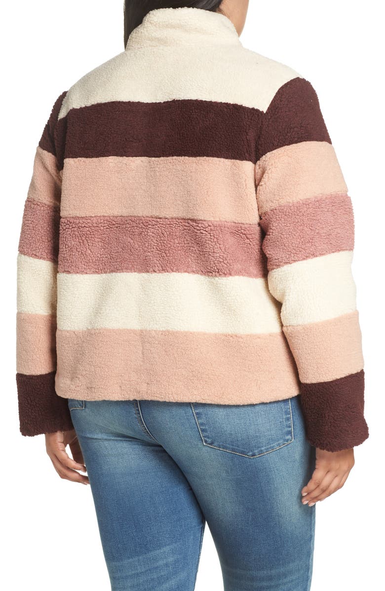 BP. Stripe Faux Shearling Jacket, Alternate, color, 