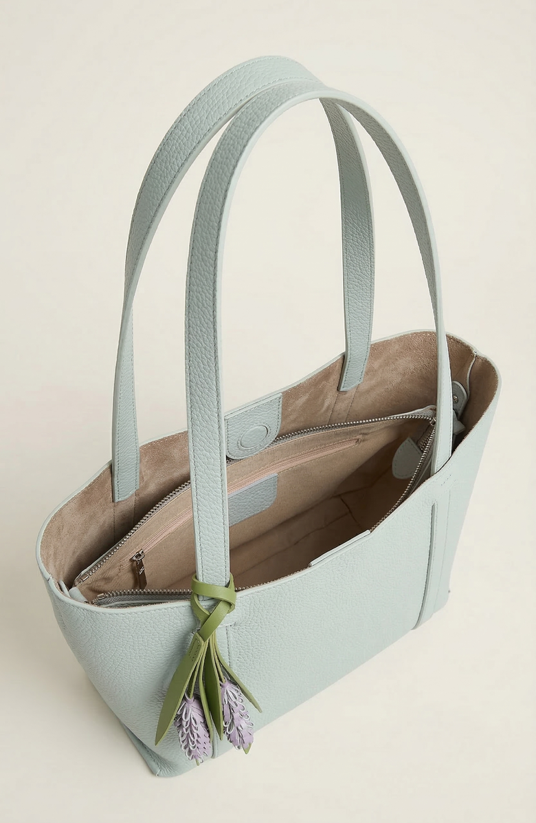 Modenaire Pebbled Leather Tote Bag with Removable Pouch and Charm, Alternate, color, Blue