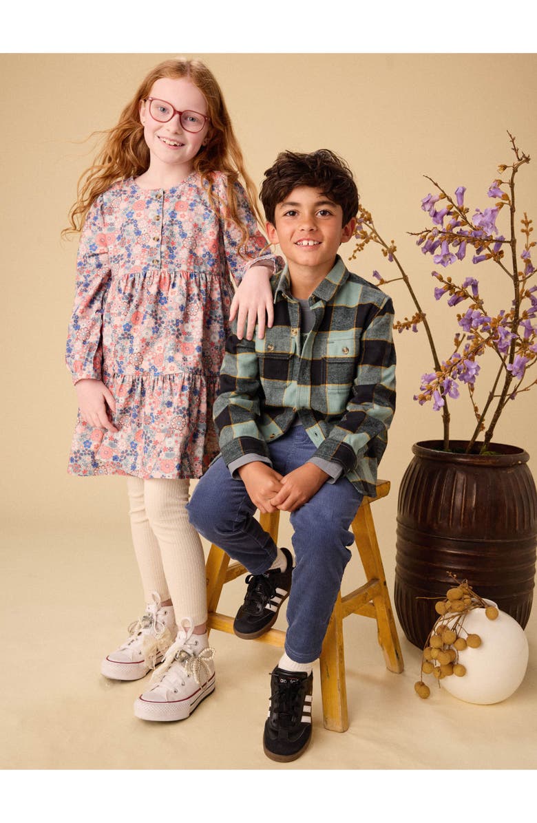 Tea Collection Corduroy Henley Shirtdress, Alternate, color, Japanese Mini Floral