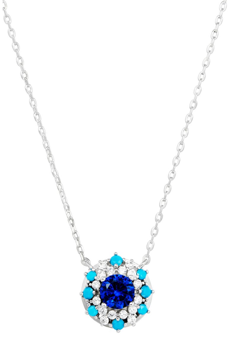 Blue Halo Pendant Necklace, Main, color, WHITE