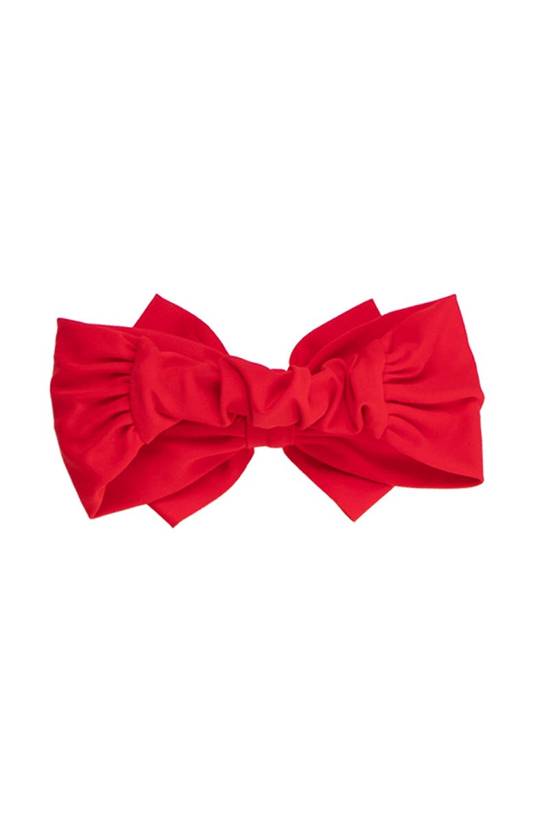 RuffleButts Girls UPF50+ Swim Bow Headband, Alternate, color, Vintage Red