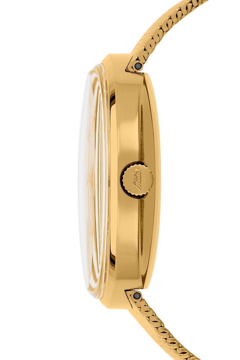 Commander Automatic Mesh Strap Watch, 37mm, Alternate, color, GOLD/ WHITE/ GOLD