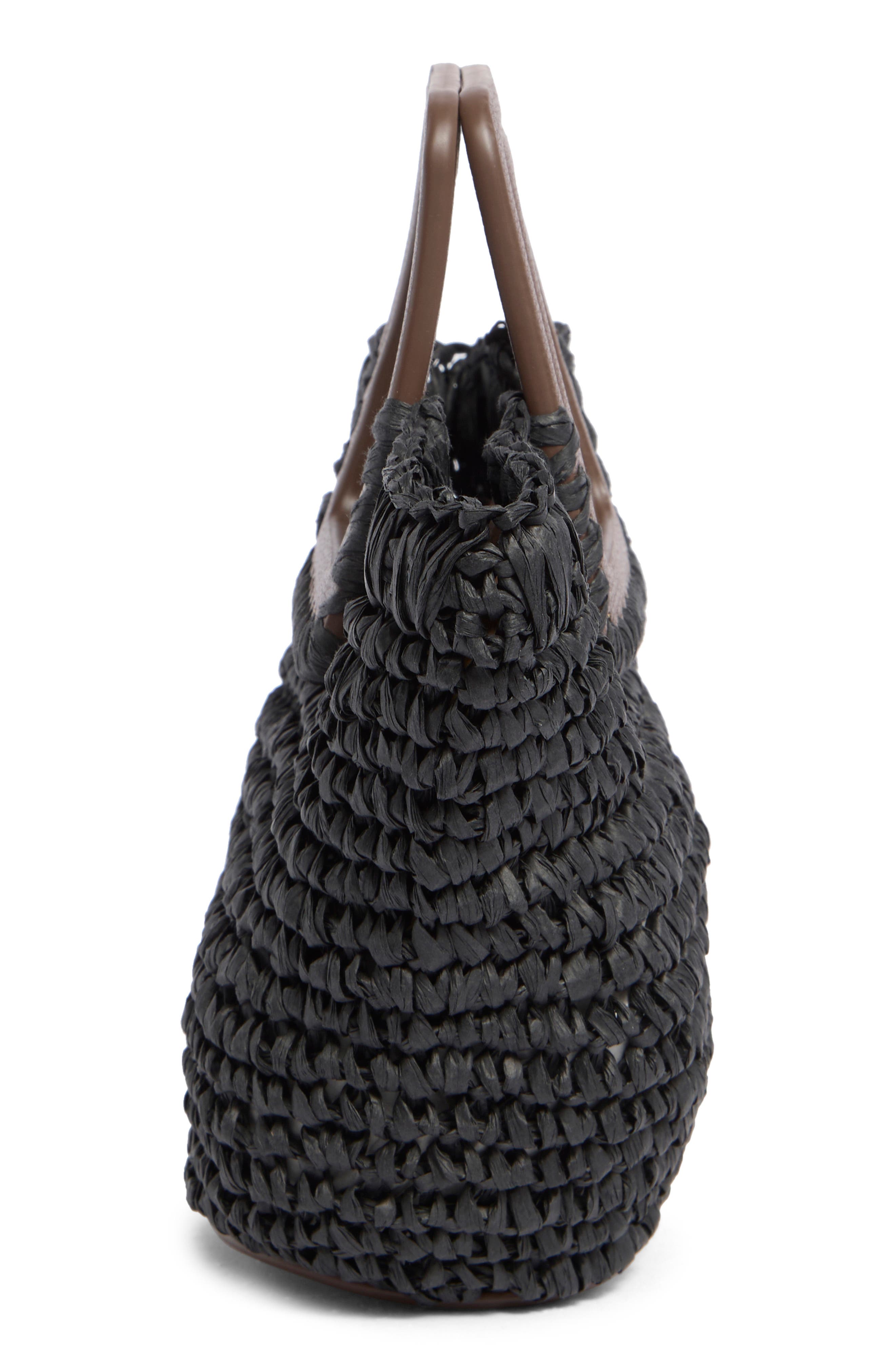 Collection XIIX Straw Top Handle Bag, Alternate, color, Black Chocolate