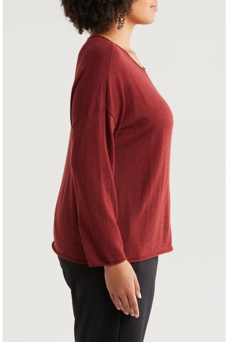 Jewel Neck Wool Sweater, Alternate, color, REDWOOD