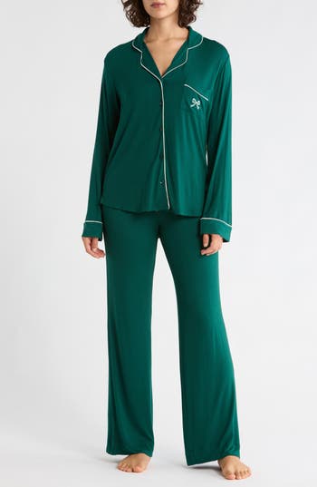 Nordstrom Rack Tranquility Long Sleeve Shirt & Pants Pajamas In Green