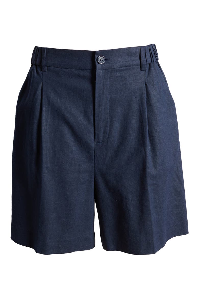 Women's Linen Blend Bermuda Shorts, Alternate, color, NAVY BLAZER