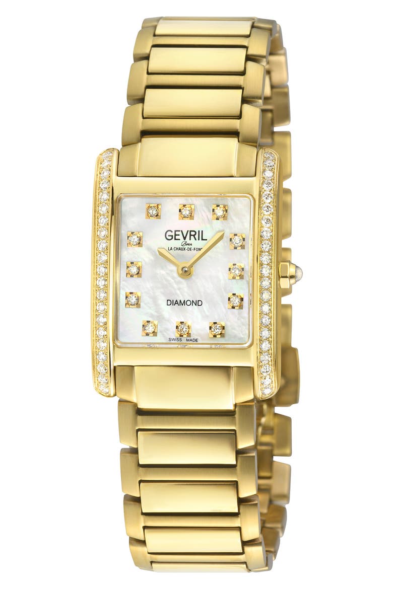 Regina Swiss Diamond Bracelet Watch, 24mm x 32mm, Main, color, GOLD