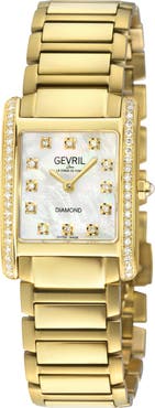 GEVRIL Regina Swiss Diamond Bracelet Watch, 24mm x 32mm