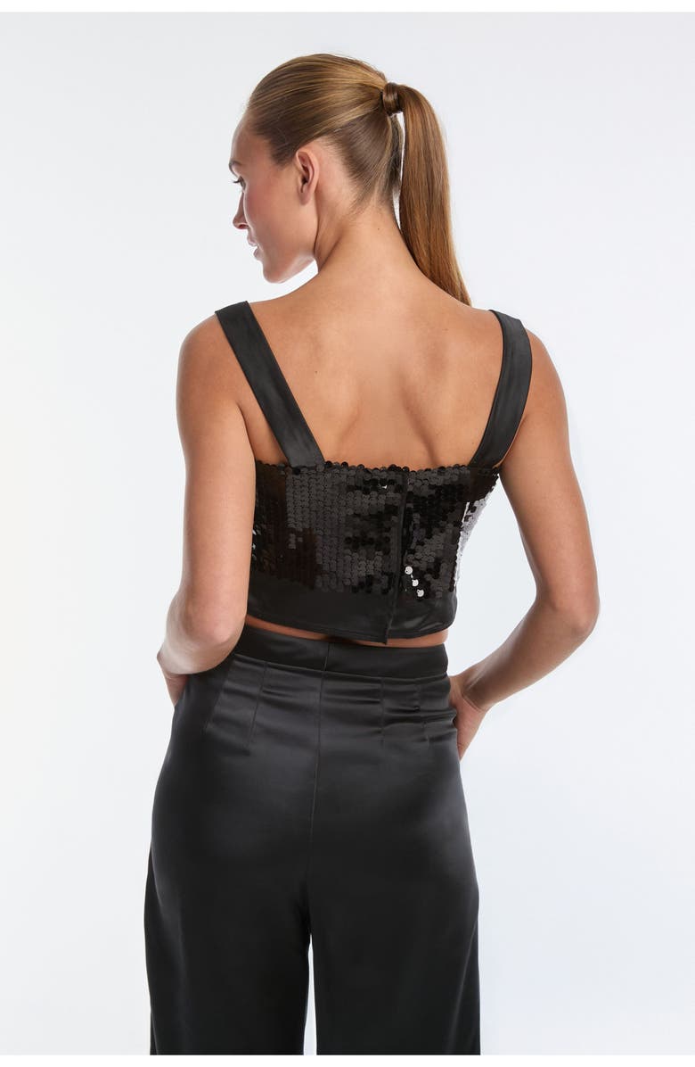 The Noli Shop Zoey Sequin Crop Top, Alternate, color, Black
