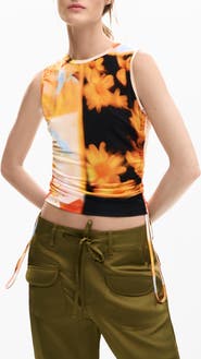 Desigual Abstract Floral Drawstring Tank