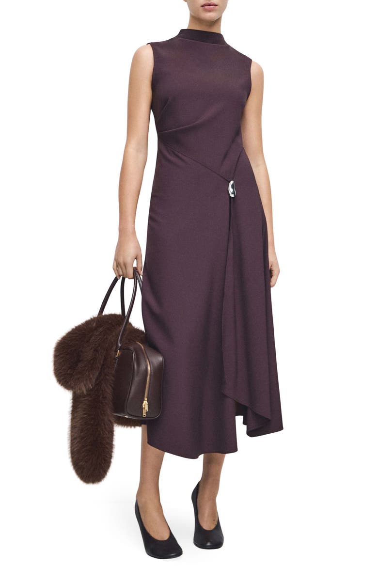 Mock Neck Midi Dress, Main, color, WINE