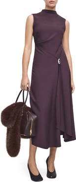 MANGO Mock Neck Midi Dress