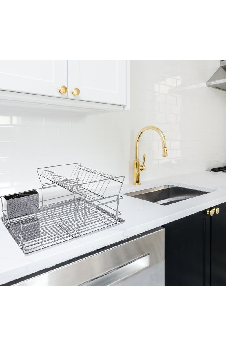 Megachef 15.5 Inch Stainless Iron Shelf Dish Rack, Alternate, color, Silver