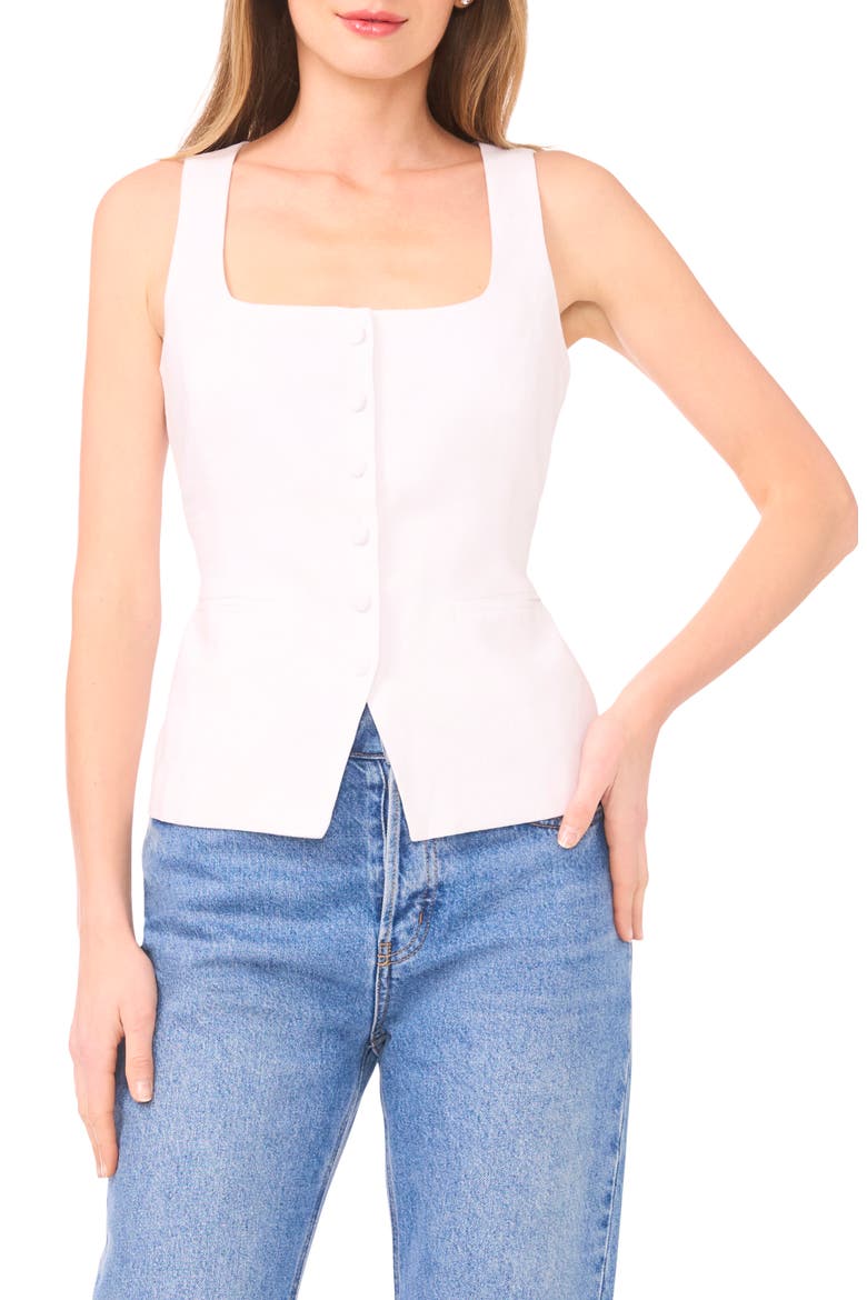 The Amayah Linen Blend Vest, Main, color, BRIGHT WHITE