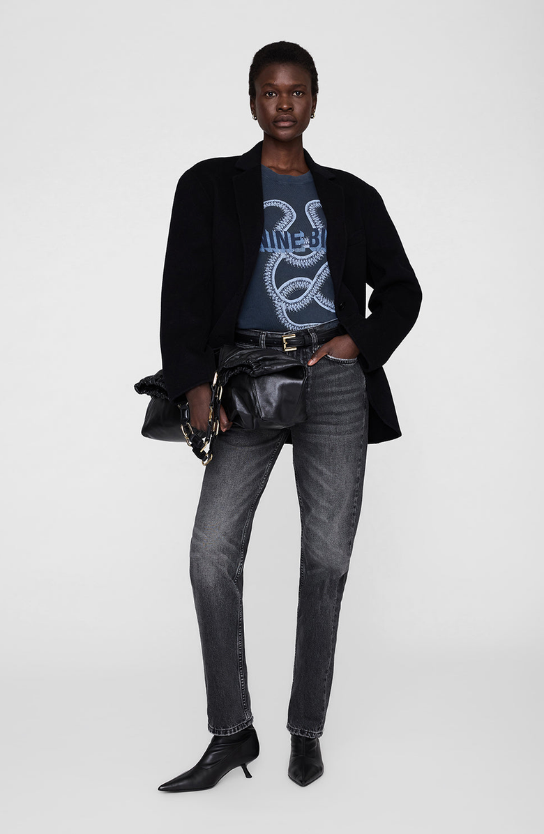 ANINE BING Lili Snake Tee T-Shirt, Alternate, color, Washed Black