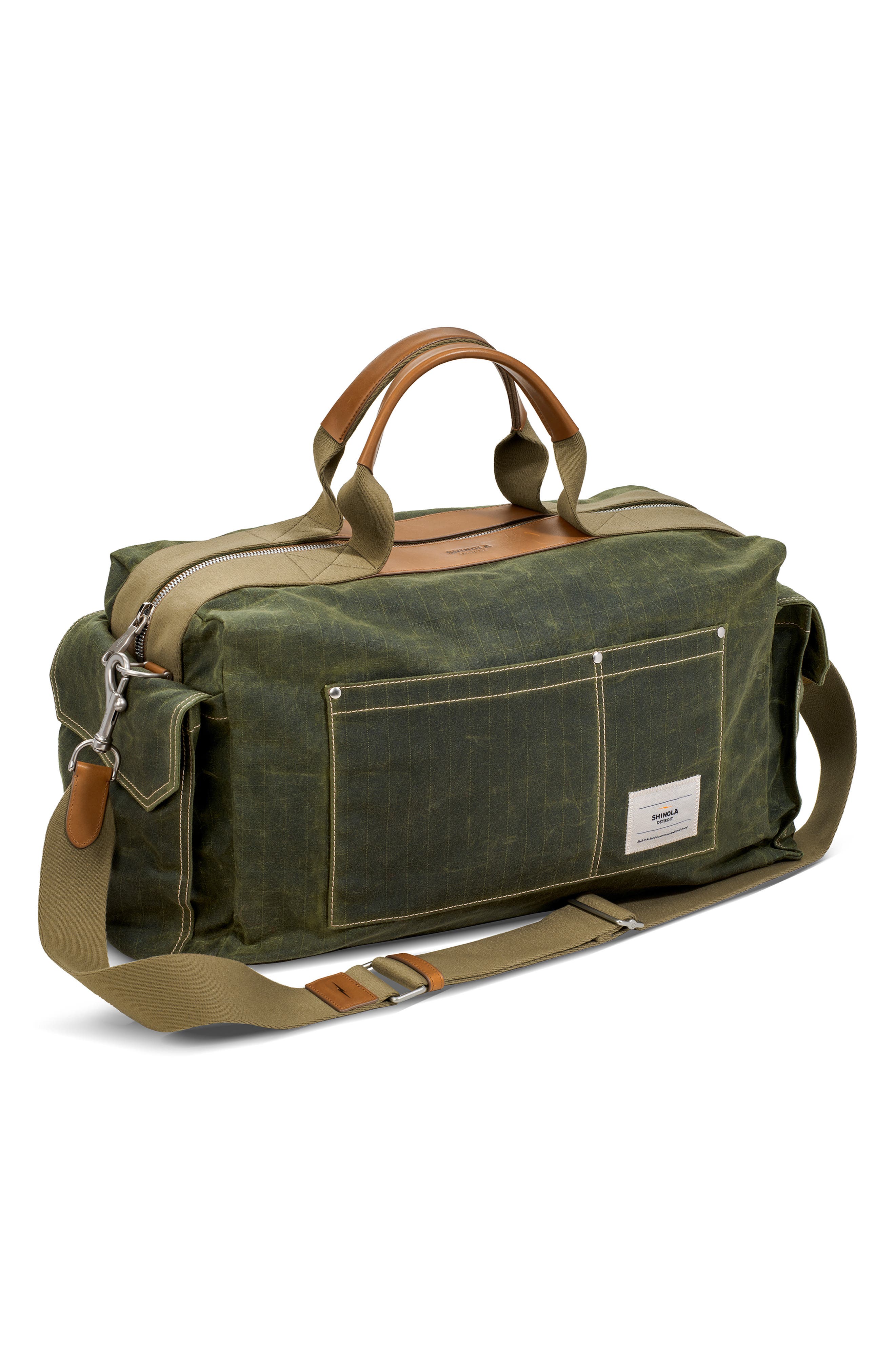 Shinola Small Runabout Waxed Canvas Duffle Bag, Alternate, color, 