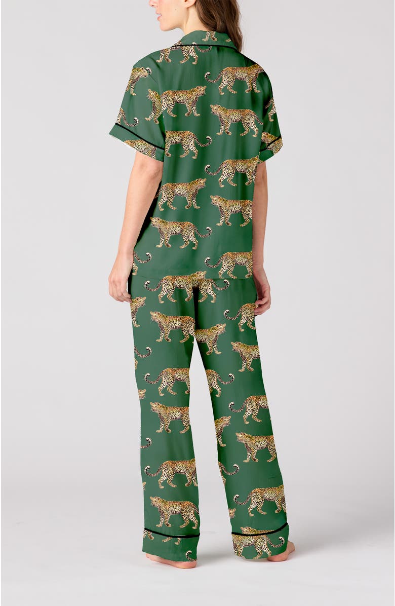 Katie Kime Cheetahs Pants Set, Alternate, color, Dark Green